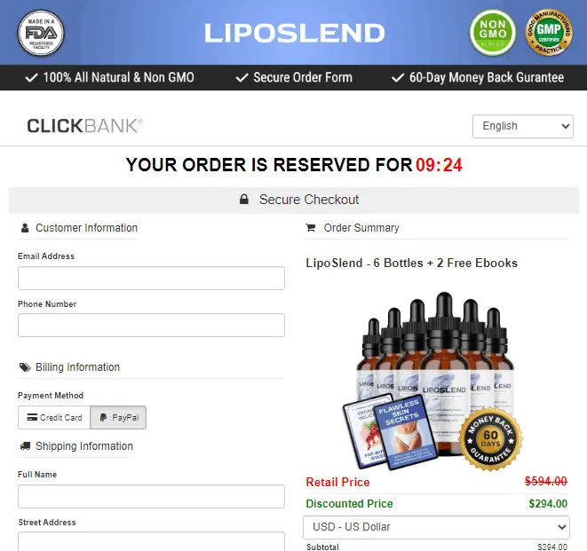 LIPOSLEND: Secure Checkout Payment Page